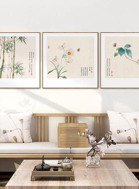 新中式餐厅装画客厅EOG原木风花鸟挂日式酒画饰店民宿墙画茶室画
