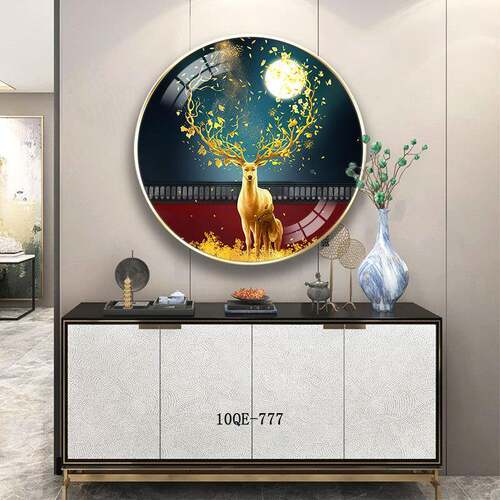 圆形电箱装饰画奢抽象麋鹿配盒电表箱多轻媒体箱电闸盖遮挡画BQ68
