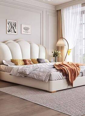 奶油风皮艺用床现代约主卧云朵双人床家小室户型轻奢仙女QMX卧简