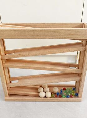 滑球轨辑道车榉木制儿童逻思训练玩具幼儿宝维宝追86174早教视觉