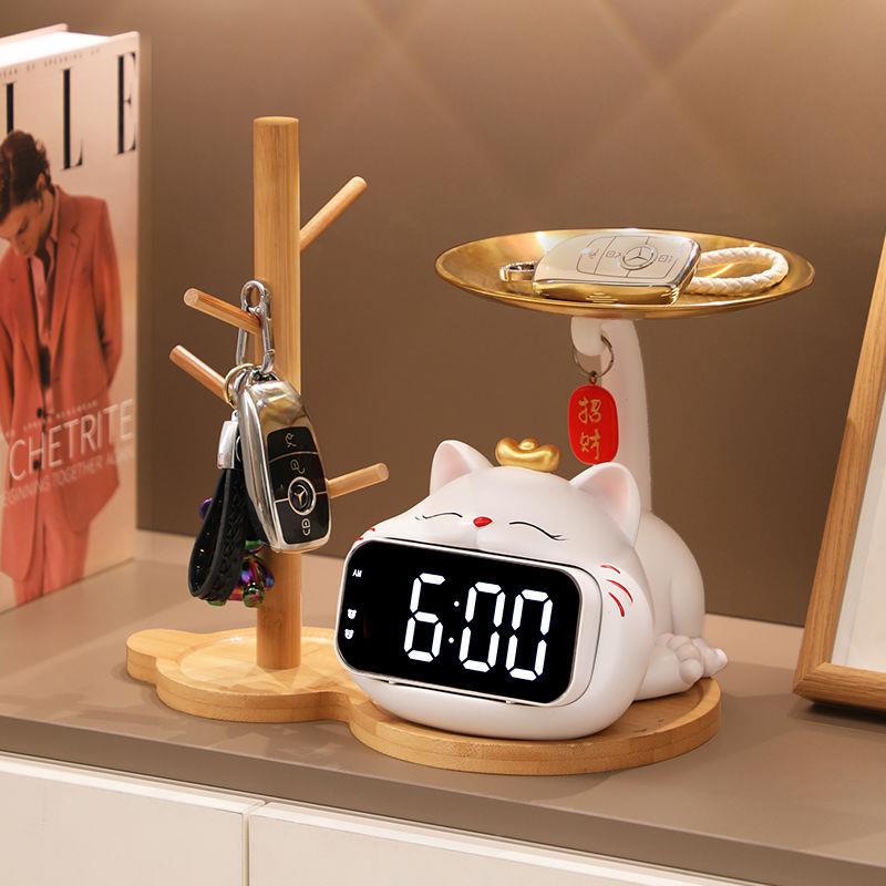 猫装可分离电子钟时玄关钥匙收纳摆件饰品桌客厅PDD10226办公室面