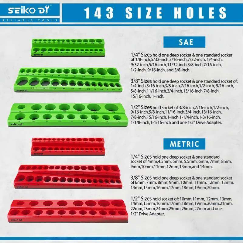 6pc磁性套筒架6式1/件4英843寸支3/8英寸12英寸SAE和/公制收纳架