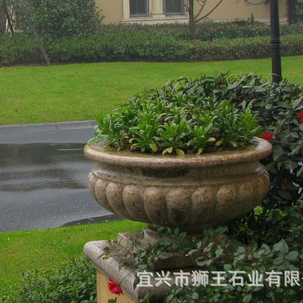 花钵厂家 大理石花钵石雕花盆 汉白玉户外装饰石雕花钵