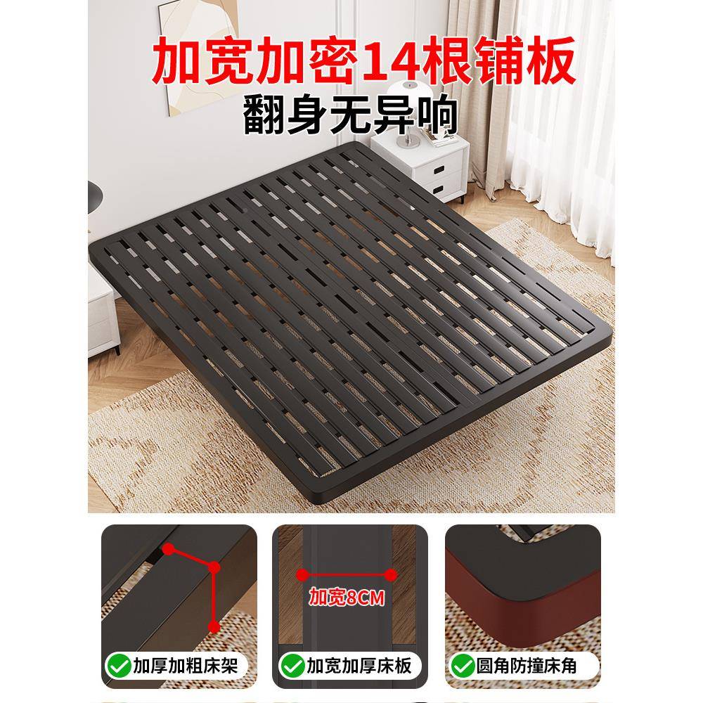 铁艺床无床头房悬浮床BED双人床架加厚钢架排人骨架出租用铁架单
