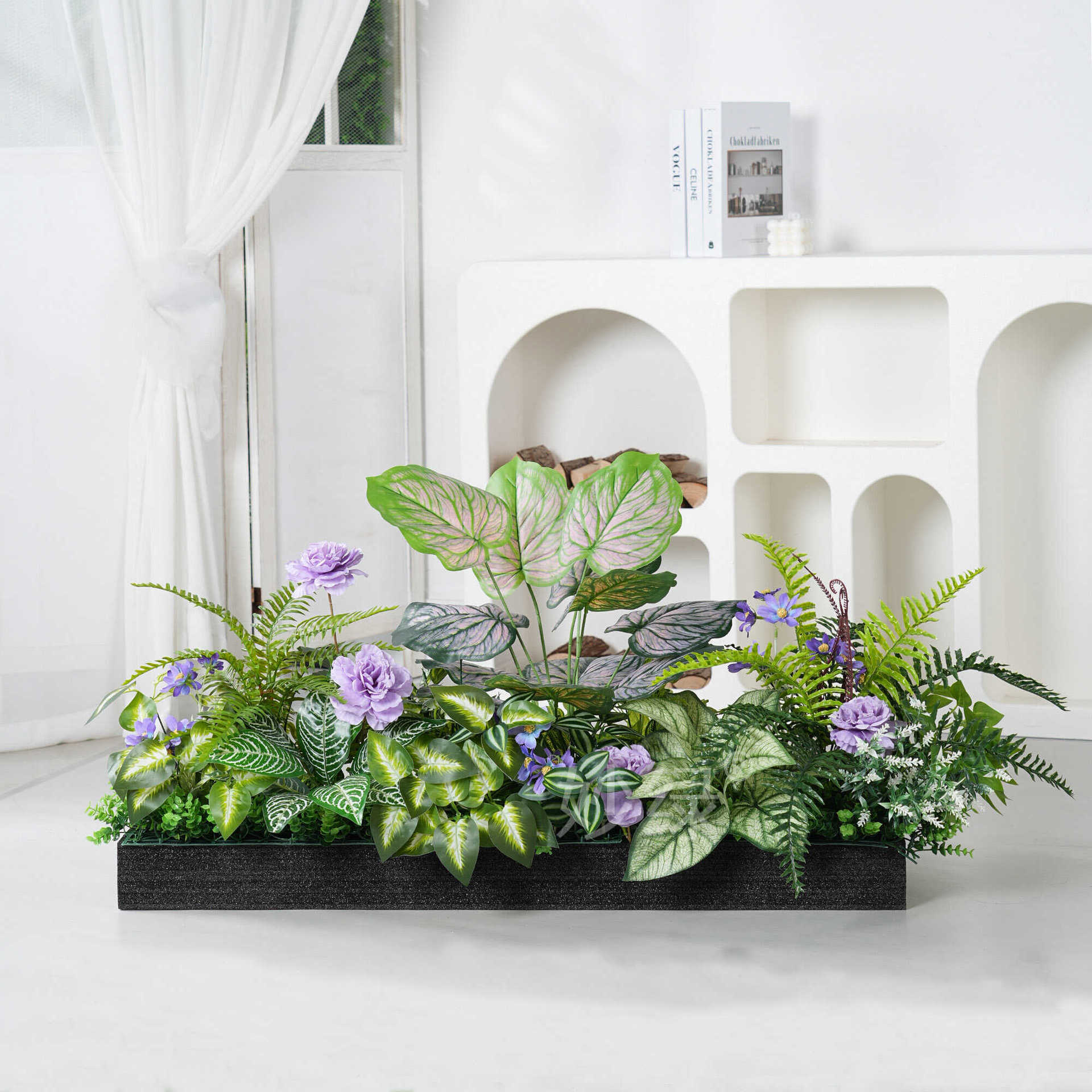仿真绿植摆设植物隔断摆件塑料花艺仿生花造景装饰假花假草花箱槽