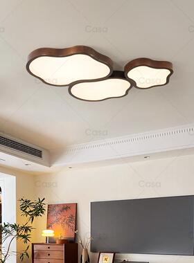 新式实纤薄客灯胡桃木中色吸木顶灯现代简68950厅约卧室书房圆形