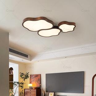 新式 实纤薄客灯胡桃木中色吸木顶灯现代简68950厅约卧室书房圆形