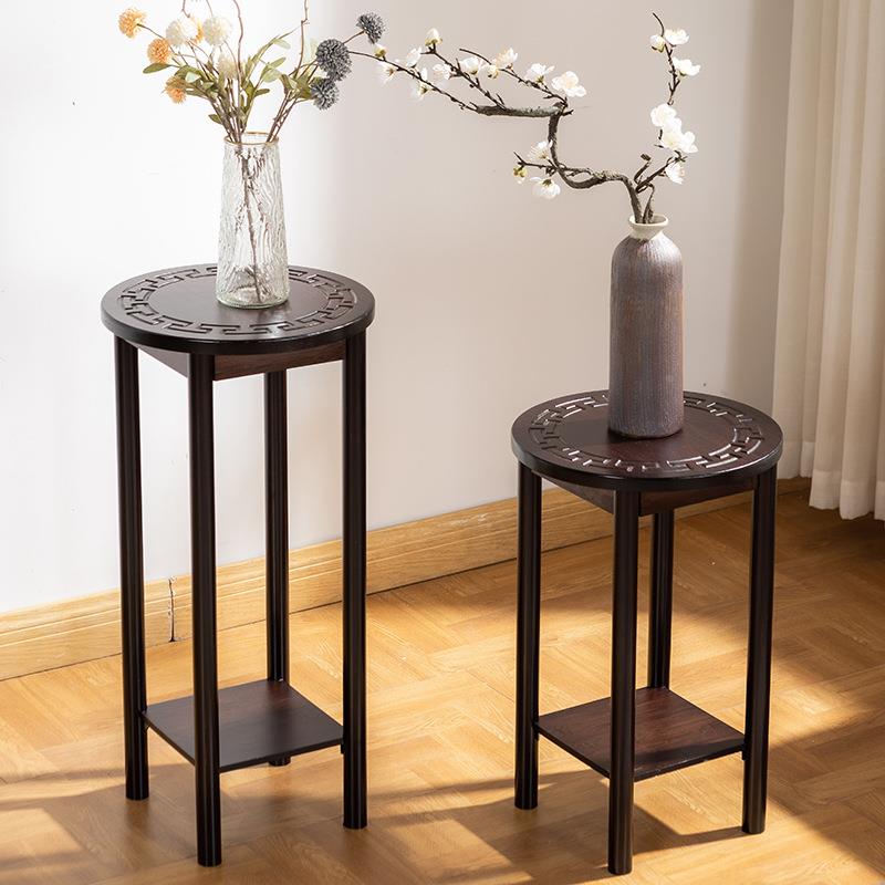 新中式架子客厅落地式圆形物绿萝花几室花木722内实阳台花盆景架