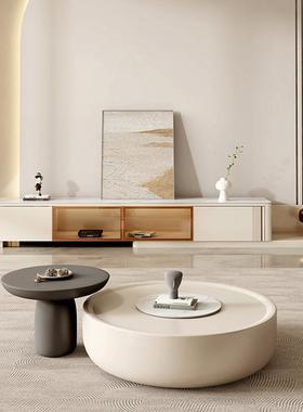 DDSKB43茶几法式奶油风几电视柜圆形客S863厅0家用茶型小户轻奢现