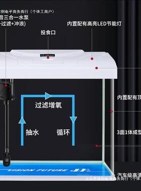 玻璃5鱼生缸202客方厅小型家用桌面金鱼缸态新款长形免换AL102315