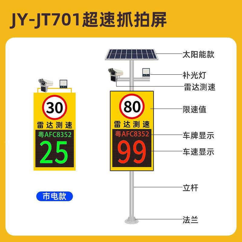 太JT701阳能雷达测速弯道预警系统超示平速提安哨兵雷达超速抓拍7