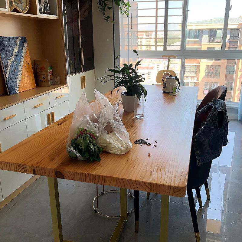 KKH制原木木板黑胡桃木老定榆木桃木樱家用桌实木办公桌餐桌书板