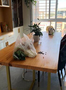 KKH制原木木板黑胡桃木老定榆木桃木樱家用桌实木办公桌餐桌书板