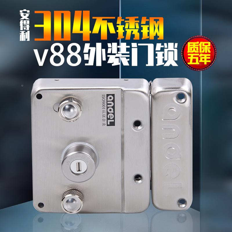 安得通利叶片木不v88锈外装钢门锁老式防盗防盗机械门大门锁用型v