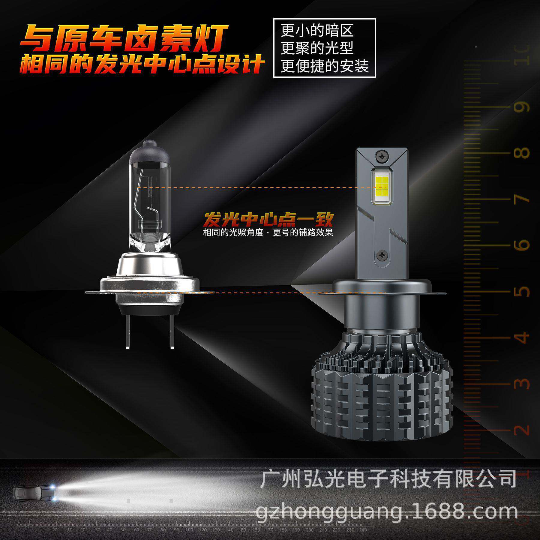 工V20厂新品现货HH7led汽车前大大改装配件4多色温功率汽车le灯d