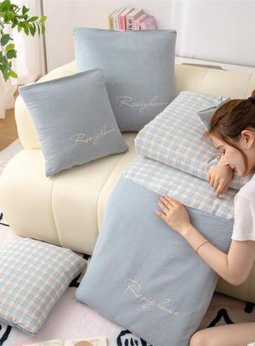 AZFT类全棉婴级枕抱被子两用能加厚办公母室午睡多功枕头毯子二合