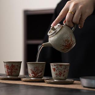日式 冰花兰花壶围炉煮茶套装 釉家用复古泡茶茶壶手壶小号泡LHH221