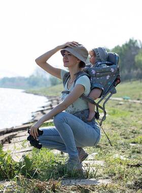 腰[]儿童婴thsdu+lz背凳小月龄儿背娃登山宝宝背带架外出后背式