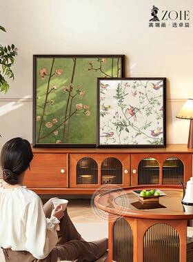 中古风ZSS-2506绿色客风景画厅装术饰画餐厅桌摆画墙面组合复古艺
