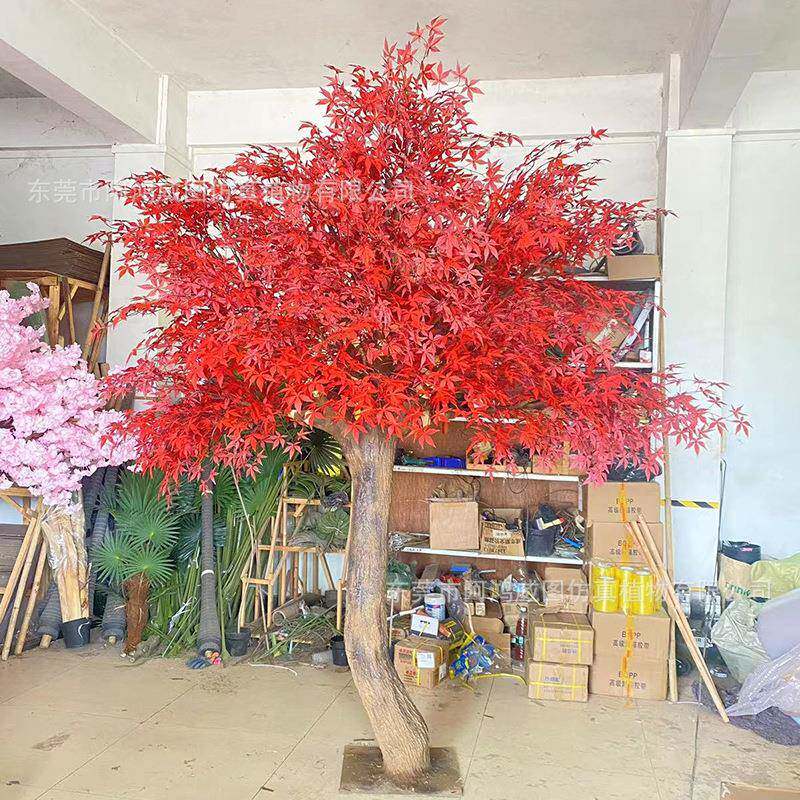 仿真红枫树假树树假仿真红枫树枫叶花田园落地装饰绿植植大型造物