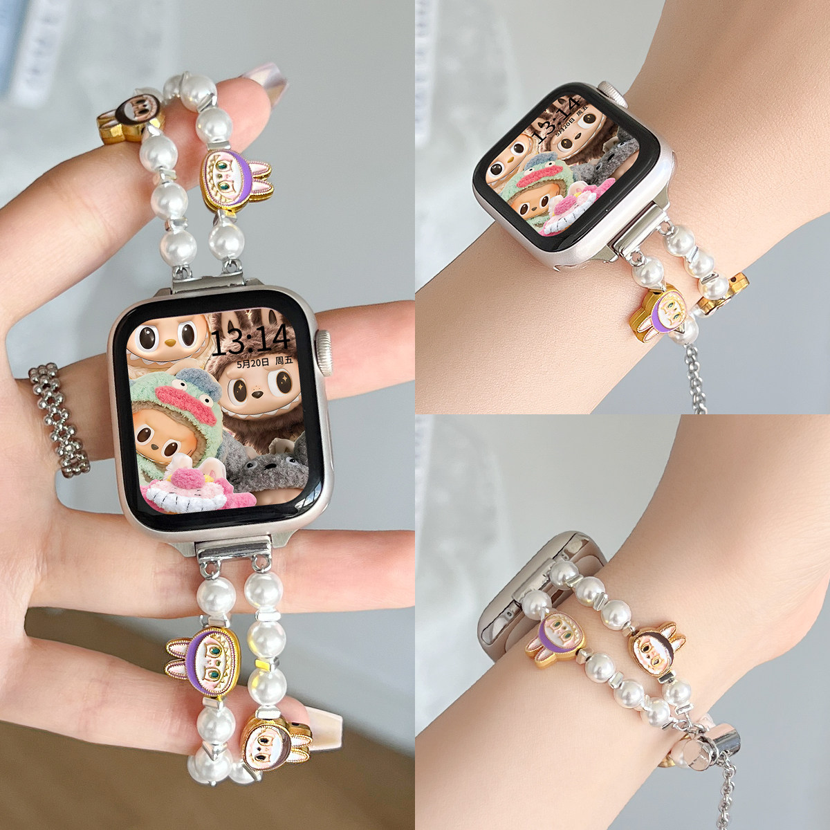 适用华为watch fit4手表带夏季5新款珍珠手链4pro智能运动手表链w