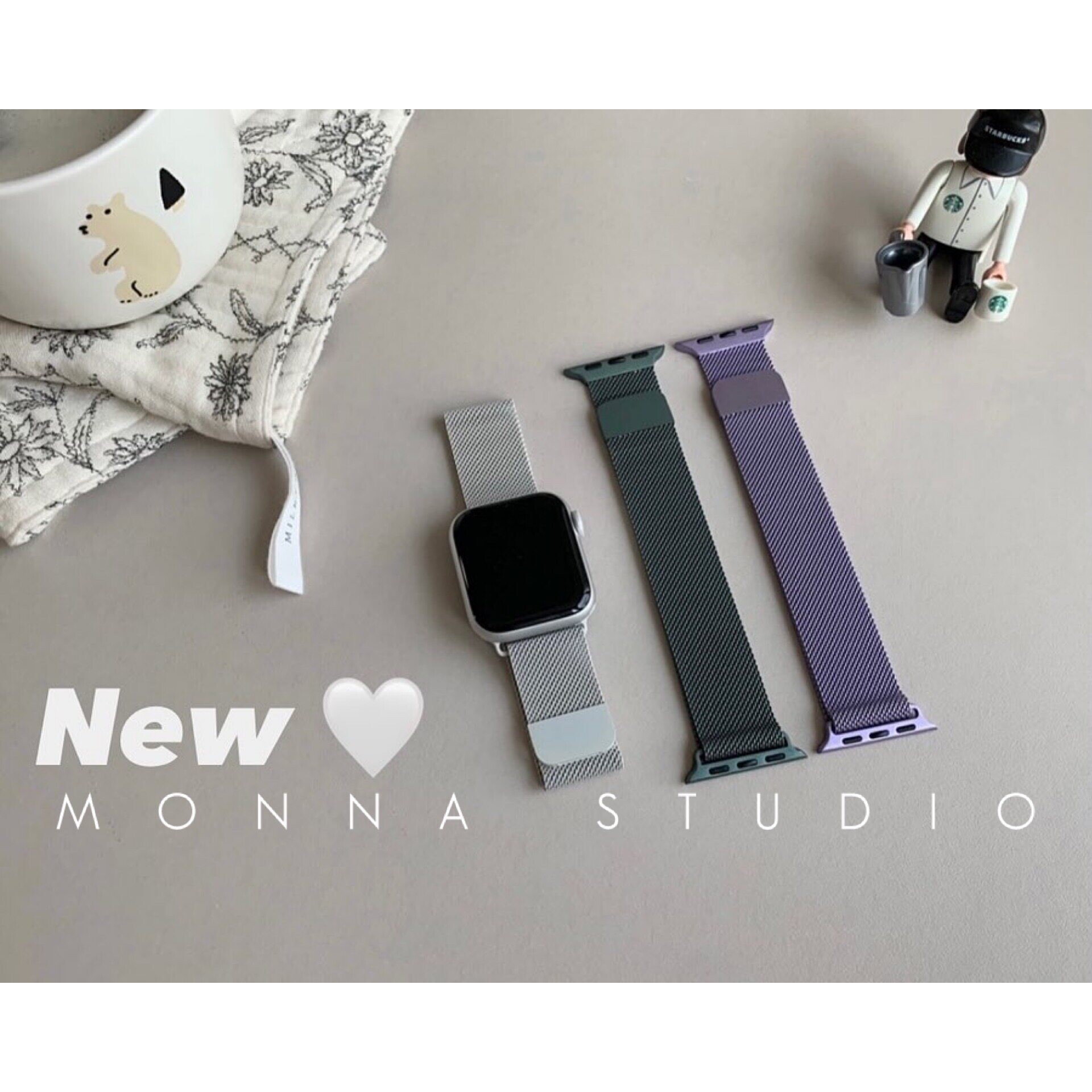 Monna简约银色米兰尼斯金属表带适用于iwatch109876se替换紫色s11图片
