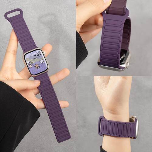 适用苹果s11新款手表表带iwatch10创意梅子色腕带applewatch9磁吸