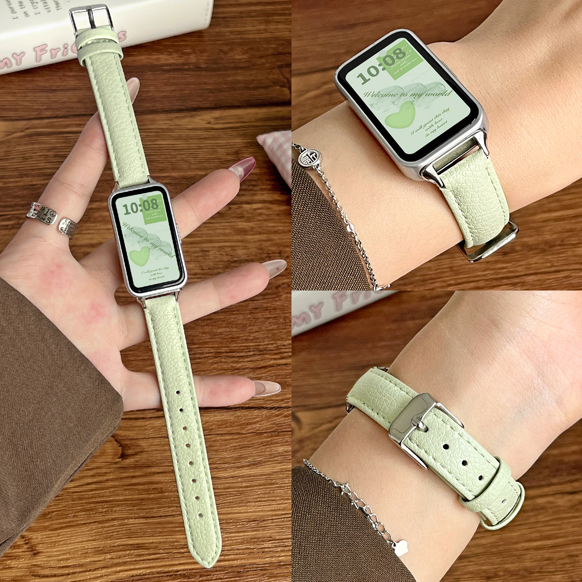 适用华为手环10表带皮质9nfc版新款护腕8智能运动荣耀电子band7女
