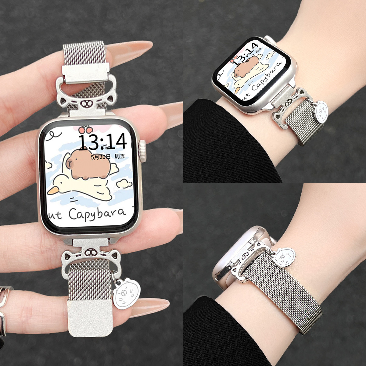 适用iwatchs10手表带新款11金属磁吸s9苹果智能手表链applewatchs