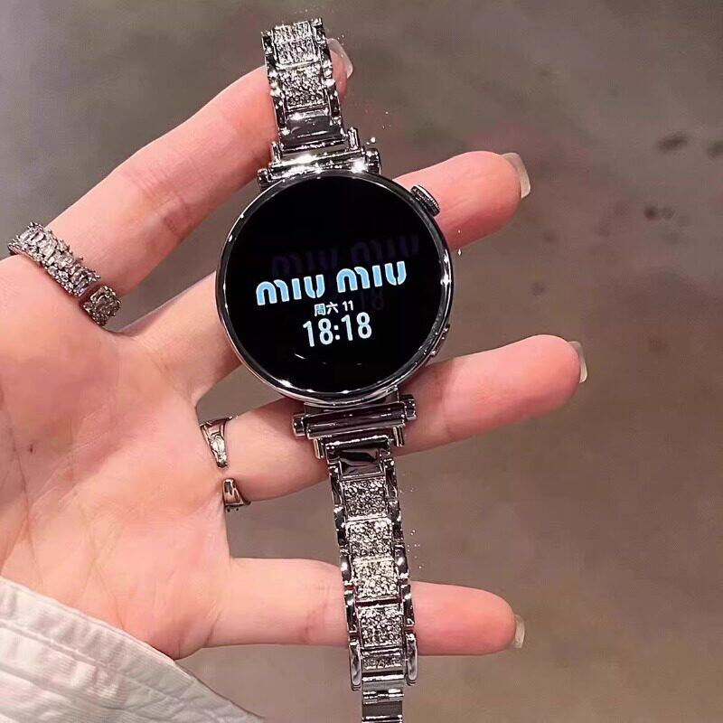 适用华为watchgt5表带女款gt6满钻金属watch4腕表女式手链新款高