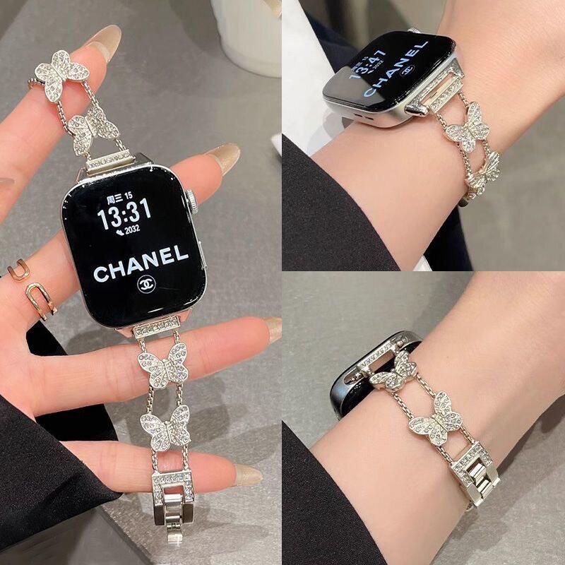 适用华为FIT3手表带watchFit2代女款fit1高级夏天镶钻蝴蝶手链条