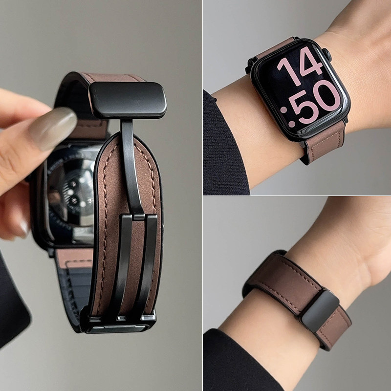 适用华为fit4手表表带新品Watch FIT4Pro磁吸疯马皮质硅胶手环fi3