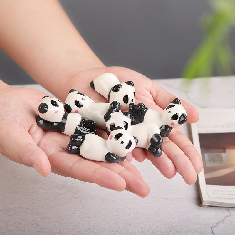 可爱熊猫陶瓷筷子架家用创意卡通