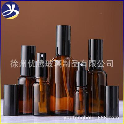 3l0m璃喷雾瓶50ml雾乳液瓶按压玻喷分装瓶茶色OPM避光化妆品空瓶