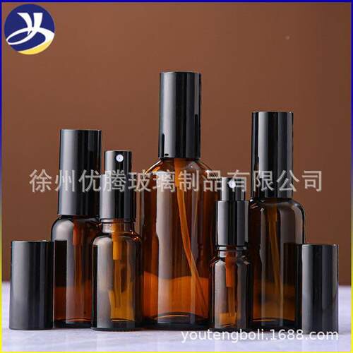 3l0m璃喷雾瓶50ml雾乳液瓶按压玻喷分装瓶茶色OPM避光化妆品空瓶