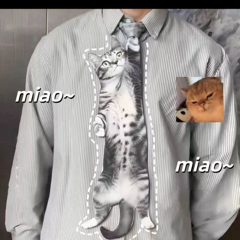 生无可恋猫咪领带仿真小猫趣味
