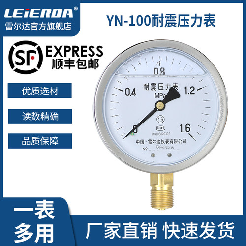 雷尔达 耐震防震抗震压力表YN100充油表 气压油压水压真空表 负压