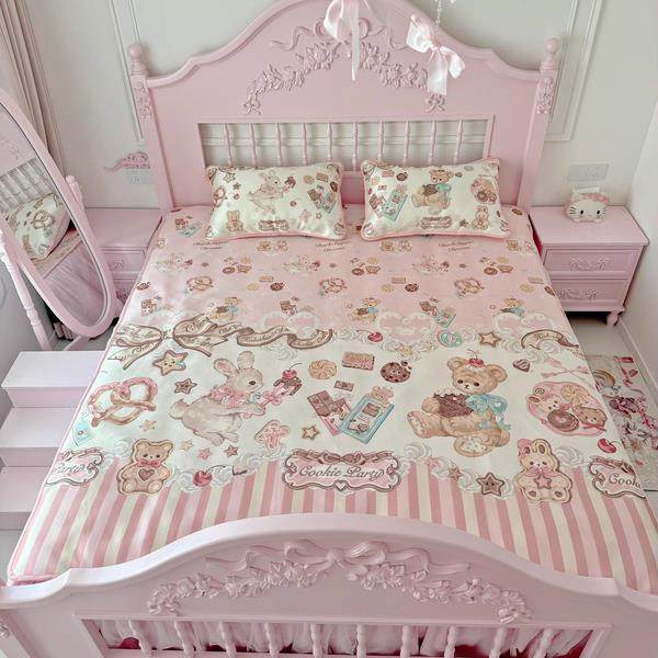 饼干 干派对罗莉塔风甜美Lolita夏季冰丝凉席可机洗透气冰三件套,床上用品,冰丝席,淘宝优惠券,粉丝福利购,淘宝优惠卷