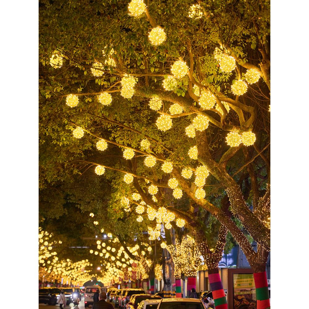 藤球灯户外氛围灯太阳能满天星星灯串led挂树上的彩灯闪灯装饰灯