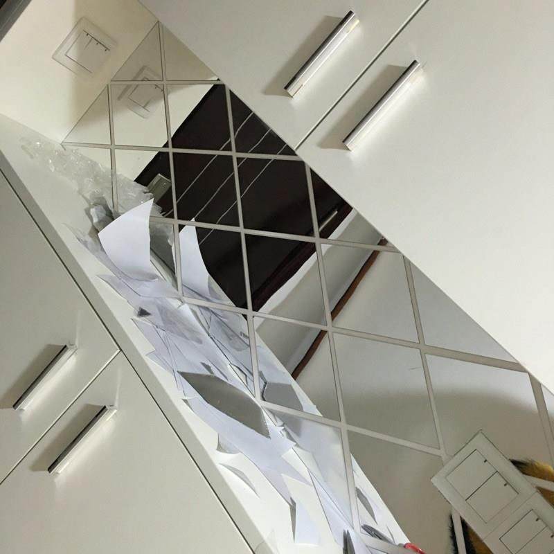 不干胶菱形镜子三维墙贴客厅餐厅电视背景墙入口天花板装饰扩大空,家居饰品,软装墙贴,淘宝优惠券,粉丝福利购,淘宝优惠卷