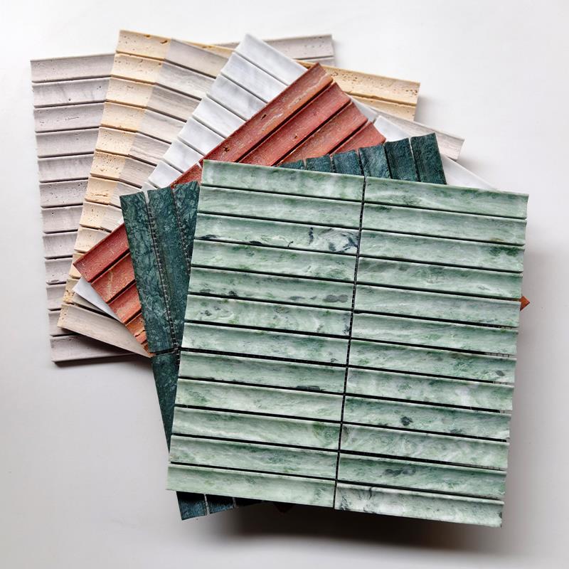 佳纷长条凹面石材马赛克月牙面酒吧吧台民宿酒店装饰背景墙瓷砖