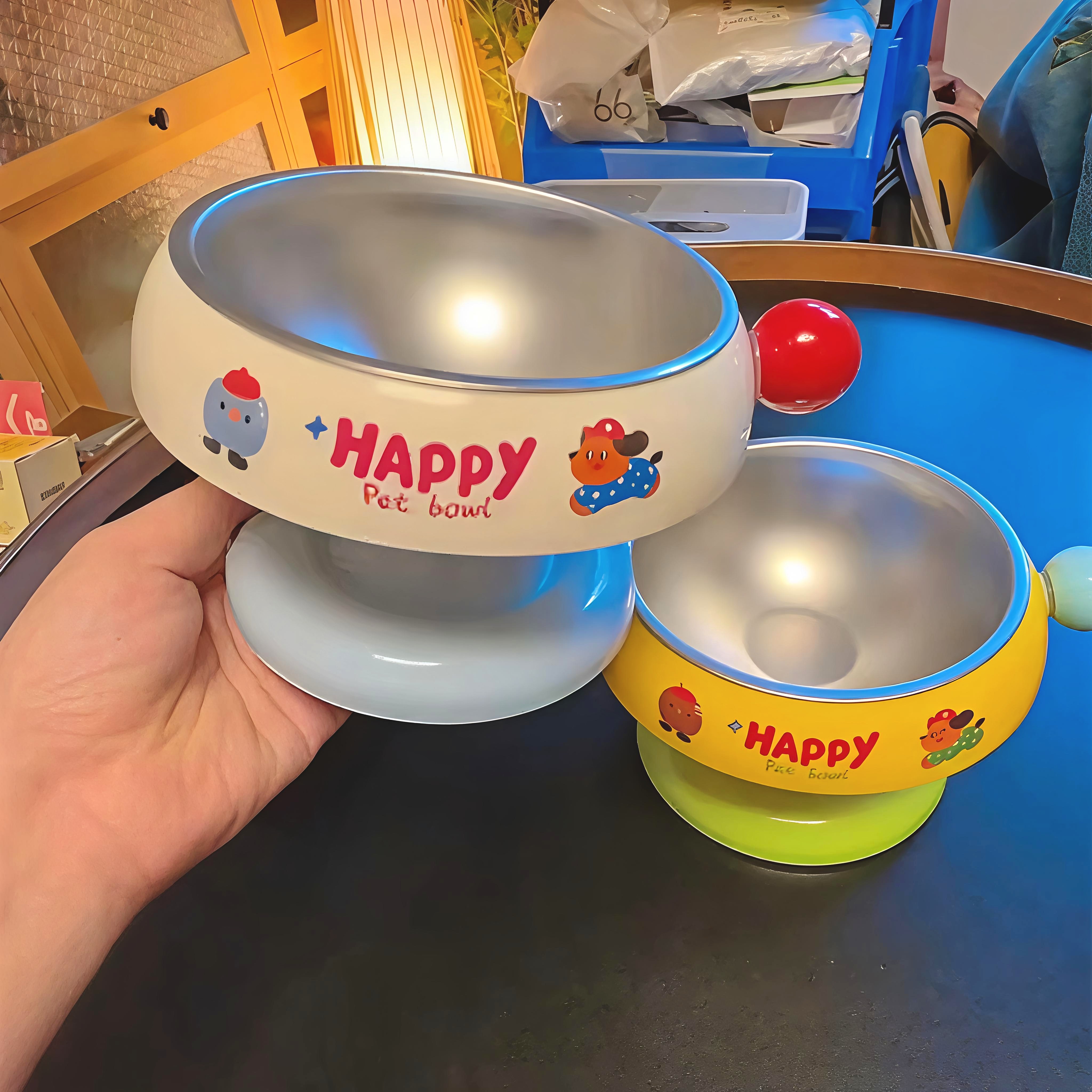 宠物高脚不锈钢护颈食盆防黑下巴倾斜狗碗饮水宠物碗食盆防打翻