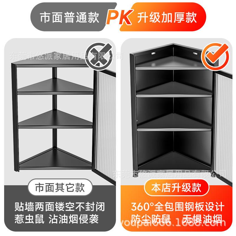 厨房三角转角调料置物架壁挂式免打孔带门调味品油盐酱醋收纳柜