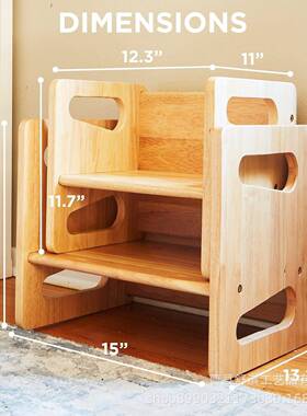 简约木质蒙特梭利奶桌实木背宝垫脚宝凳实木靠椅断子90376儿童方