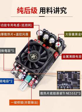 3002纯后级数字功5放板大功率TP3A25立体声JNF300WX02桥接单声道6