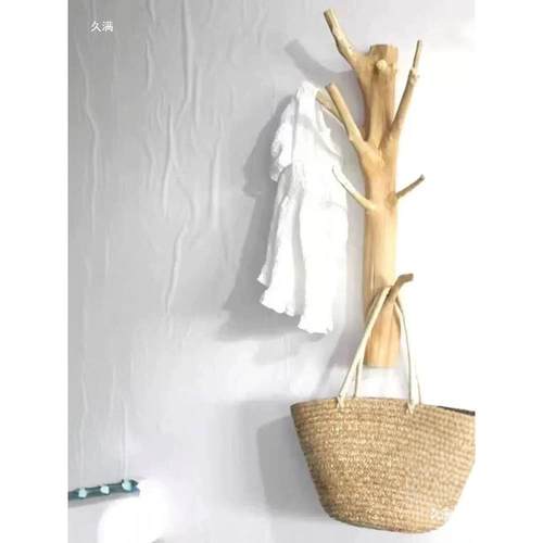 原木墙挂杆树衣枝墙上衣钩客饰厅壁挂衣挂SXX架客厅收纳架