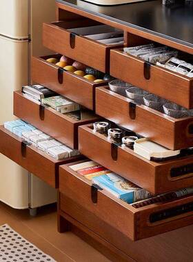 木餐柜边岩板实复古矮柜小柜户型客厅茶水厨房收纳93942储物柜