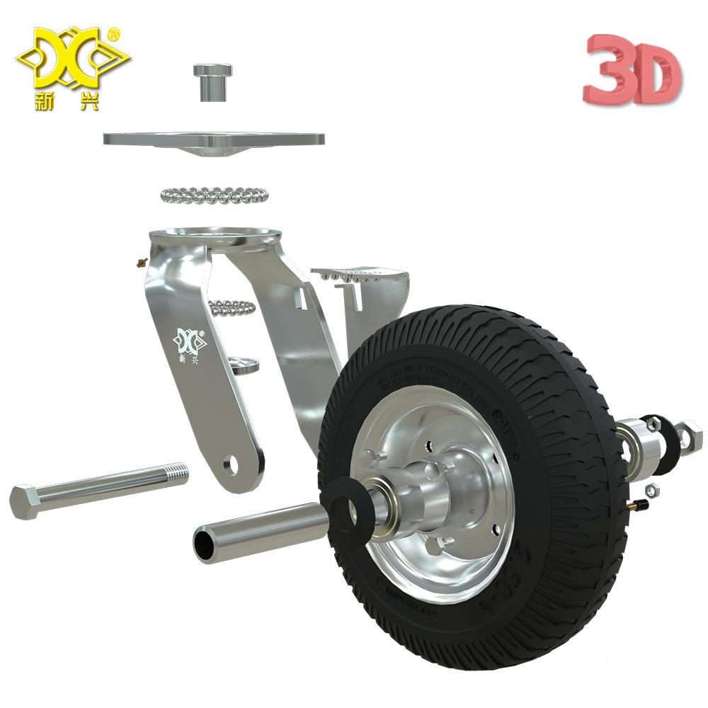 重型寸充气橡脚轮8带刹车酒店服务车车房口行李胶推车LGO轮万向轮