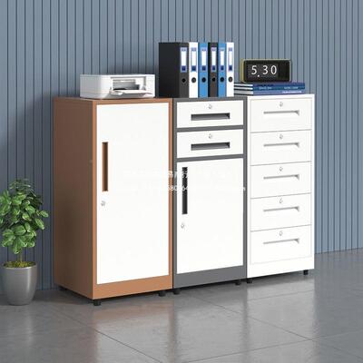 锁带抽屉文件资料铁移皮矮柜办公桌小柜子动家用床头收LTF柜纳储