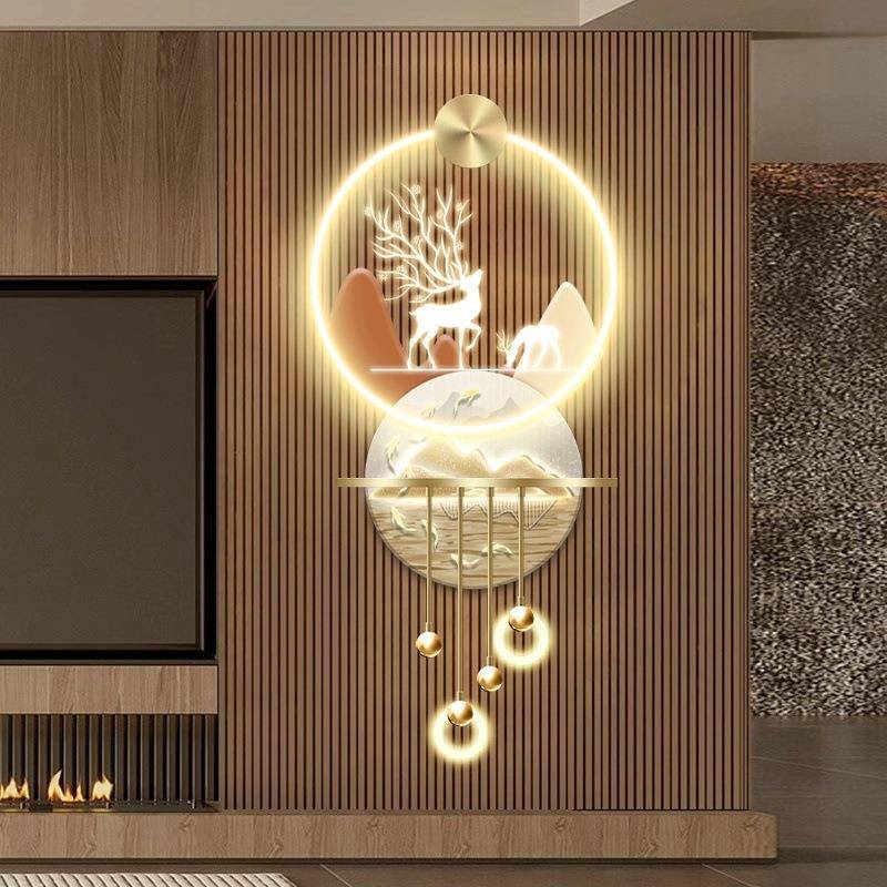 轻奢玄关装饰九鱼图高档立画AGR体ELD灯入户走廊画过道壁挂画2025